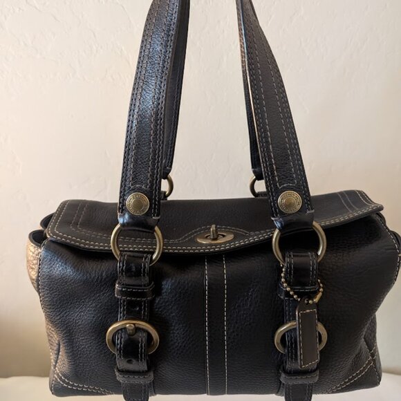 Coach Chelsea Black Pebbled Leather Satchel - Picture 1 of 8